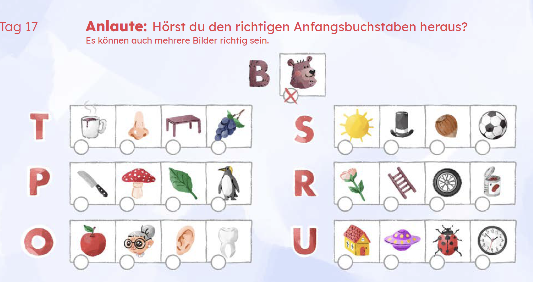 Auszug aus dem Bärenkalender - Übung Anlaute