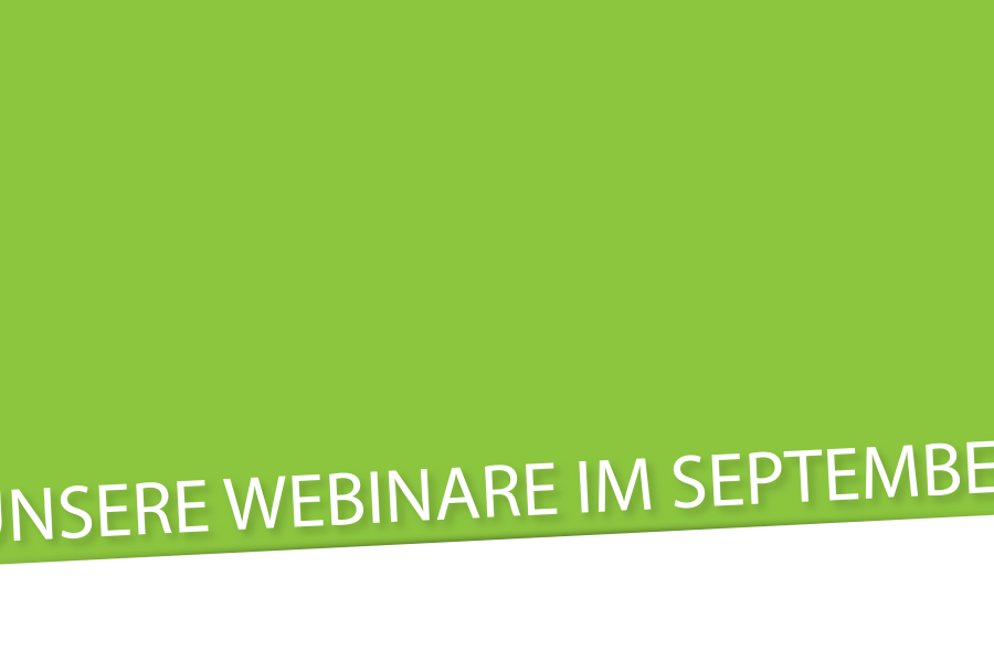 Schriftzug "Unsere Webinare im September"