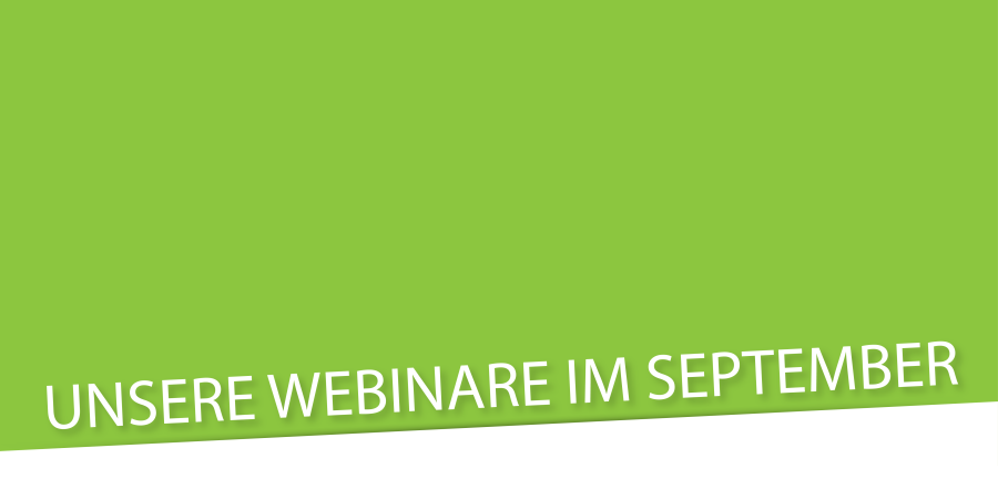 Schriftzug "Unsere Webinare im September"