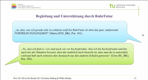 Auszug aus der Präsentation von von Prof. Dr. Silvia-Iris Beutel, Dr. Christiane Ruberg und Wibke Kleina vom Institut für Schulpädagogik und Allgemeine Didaktik, Schwerpunkt Lehr-/Lernprozesse und empirische Unterrichtsforschung der TU Dortmund.